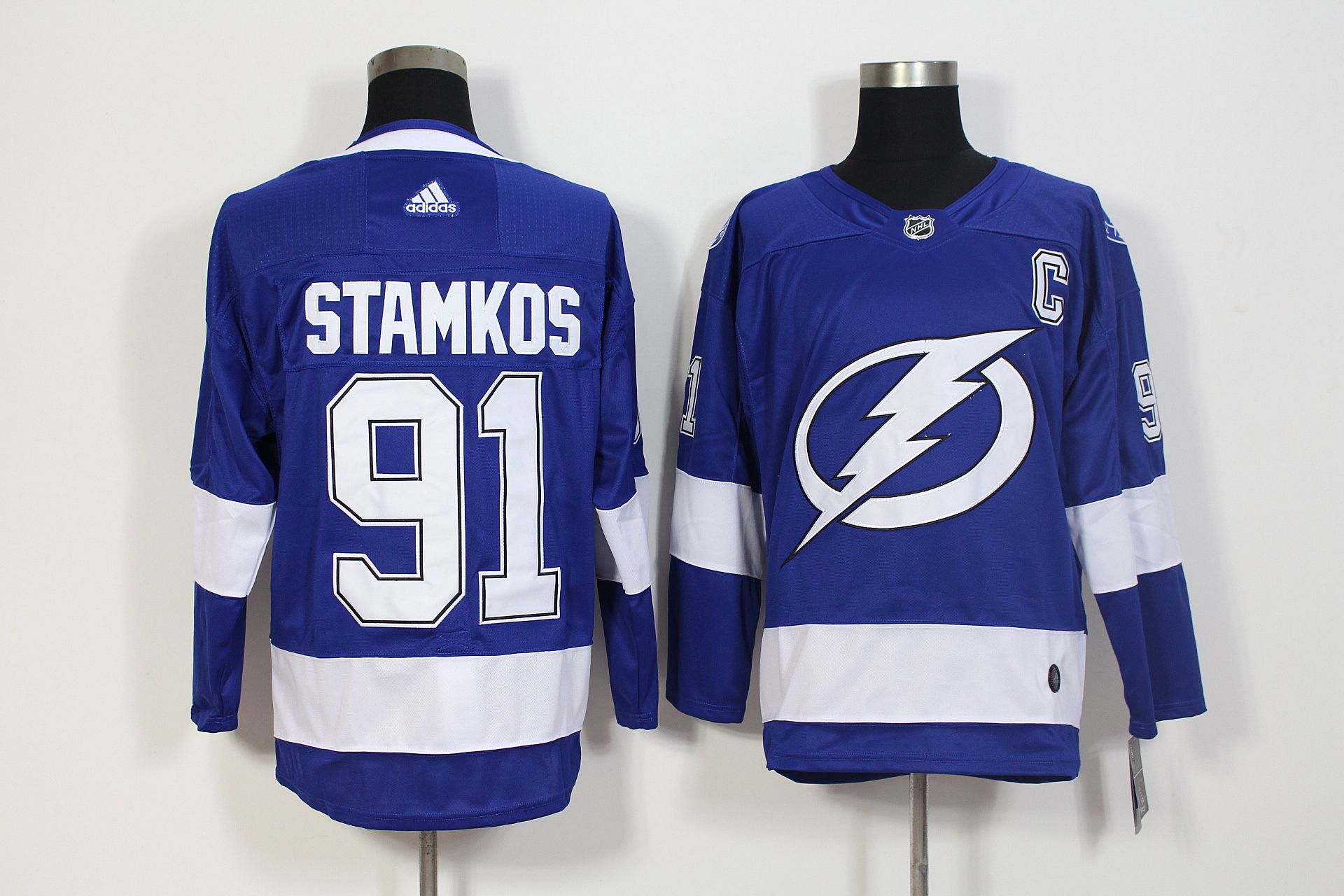 Men Tampa Bay Lightning #91 Stamkos Blue Adidas Hockey Stitched NHL Jerseys